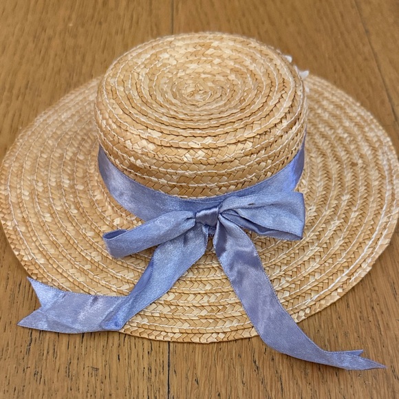 RetiredAmerican Girl Emily’s 2-piece Swimsuit Blue Gingham Outfit with Straw Hat - Picture 6 of 9